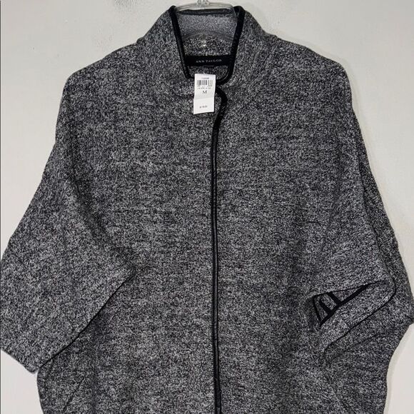 Ann Taylor Wool Blend Gray Short Sleeve Pea Coat Jacket Oversized Size M - Picture 6 of 13